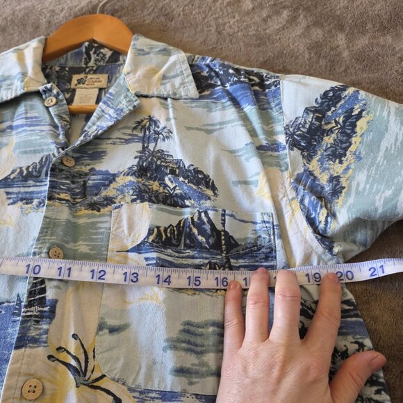 Vintage Cherokee Waikiki Wear Hawaiian Aloha Shirt Men’s Small Blue Floral - Picture 11 of 11